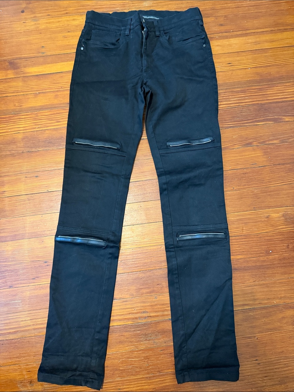 Authentic Versace Collection Black Straight Leg Zip-Knee Jeans Size 32